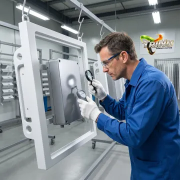 Medical device components receiving powder coating