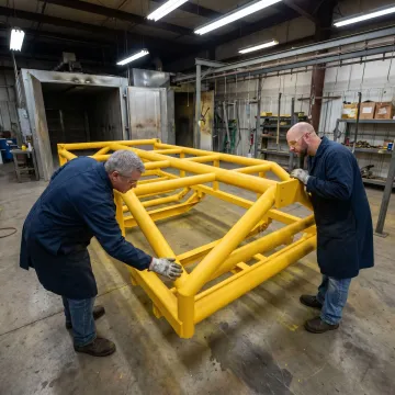 Powder coated aviation ground support equipment frame