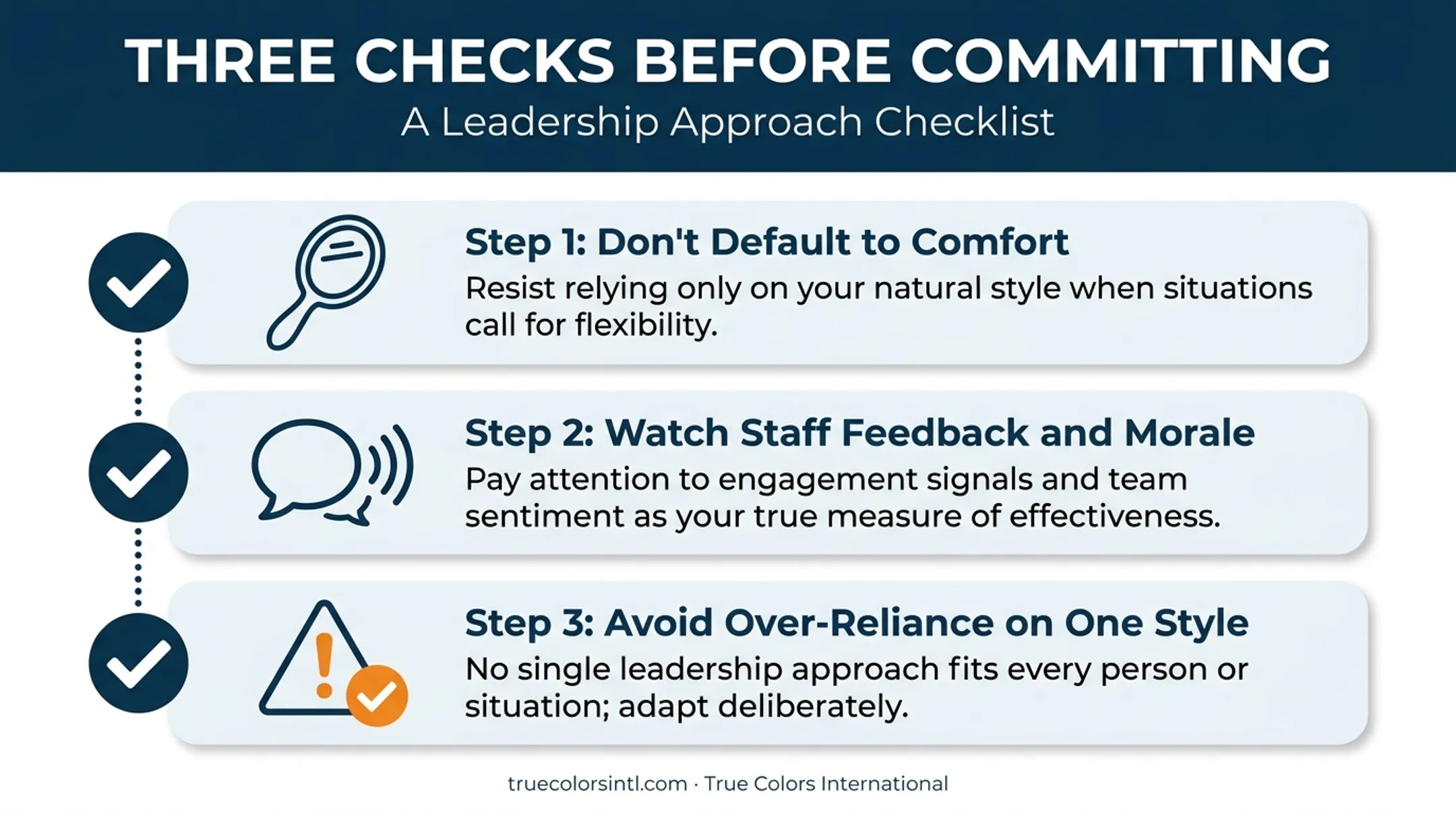 Three-step checklist before committing to a school leadership style