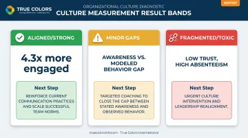 Three culture measurement result bands aligned minor-gap fragmented comparison