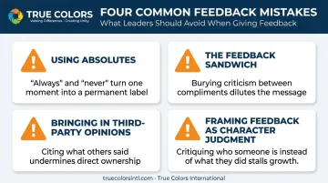 Four common feedback mistakes to avoid at work infographic