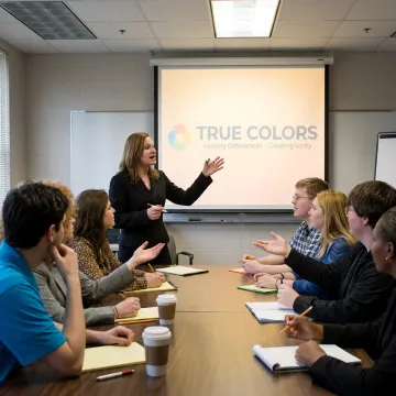 Facilitator leading customer service communication workshop