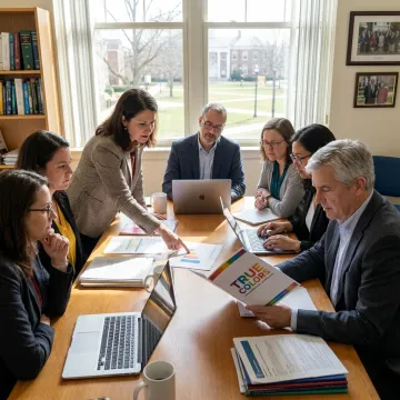 Higher education leaders collaborating in a campus workshop