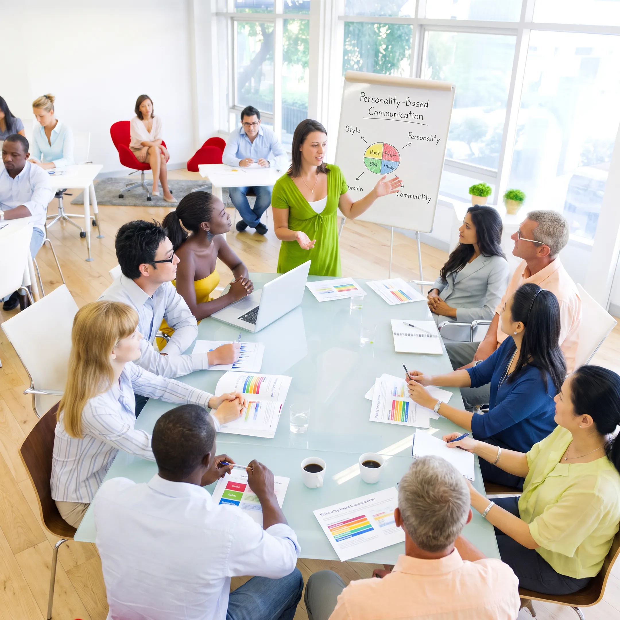 Facilitator guiding employees through communication skills training