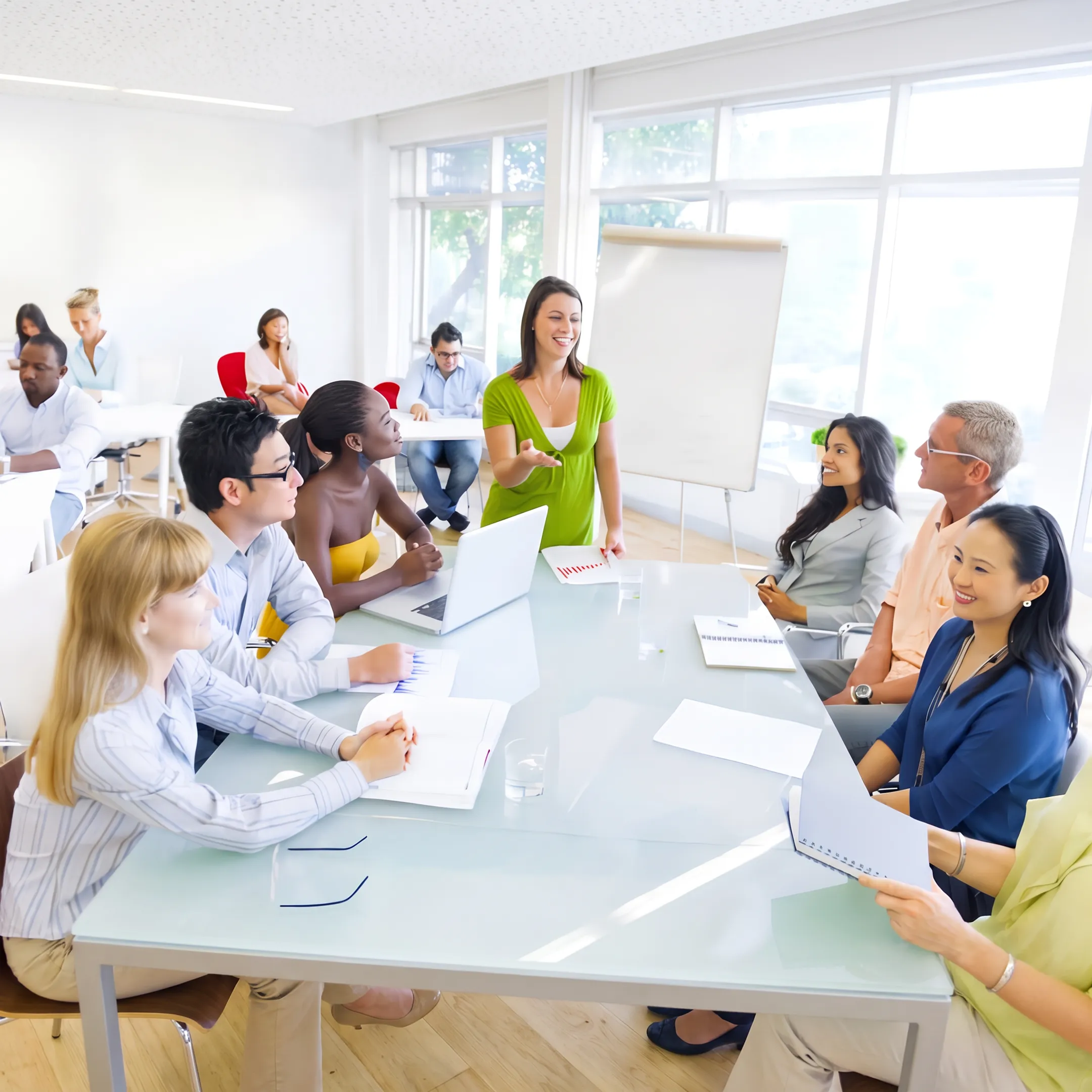 Corporate professionals participating in an emotional intelligence workshop