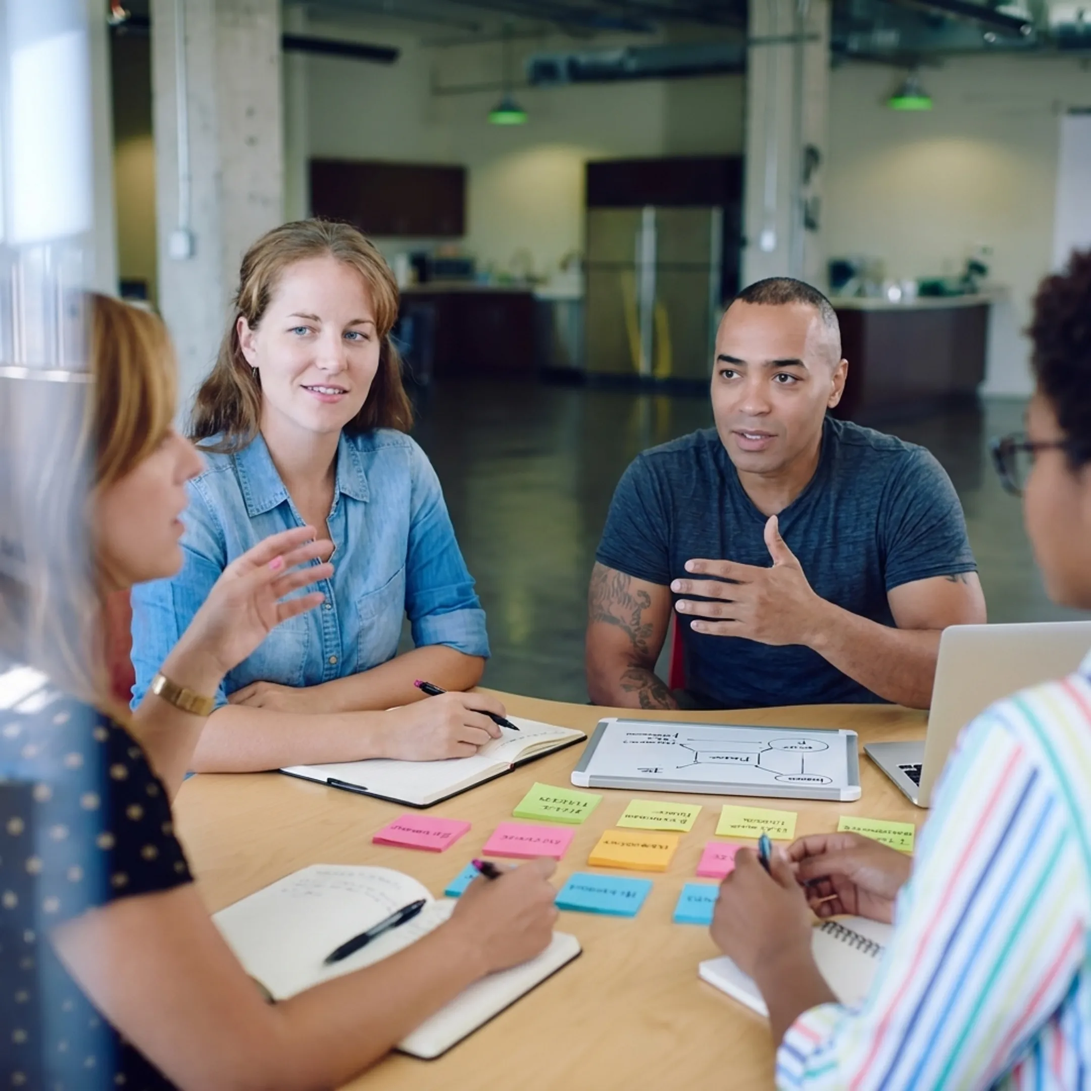 Business team collaborating during an interactive corporate communication session