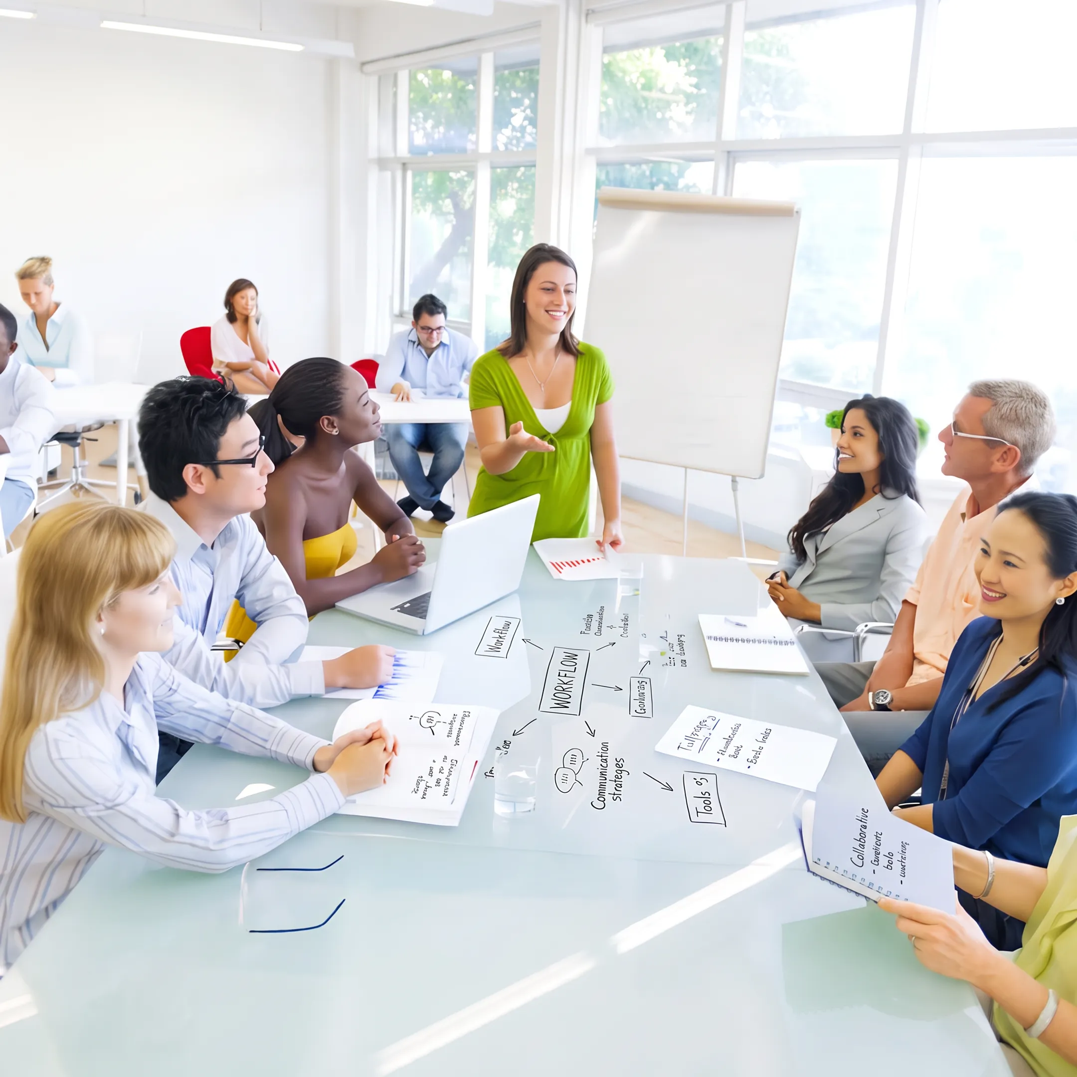 Corporate professionals participating in an interactive employee relations development session