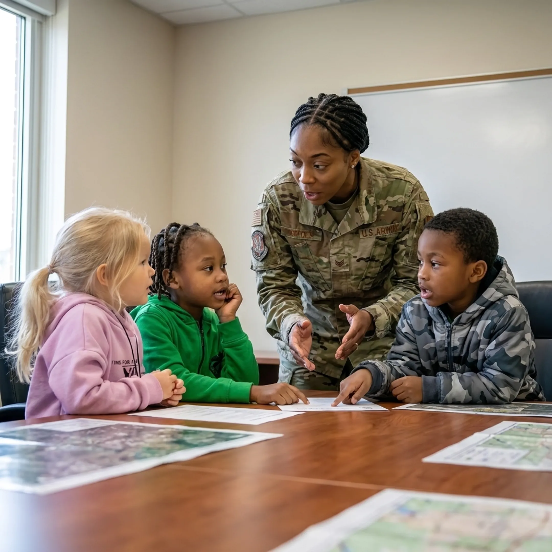 Military unit leaders collaborating during an interactive communication seminar