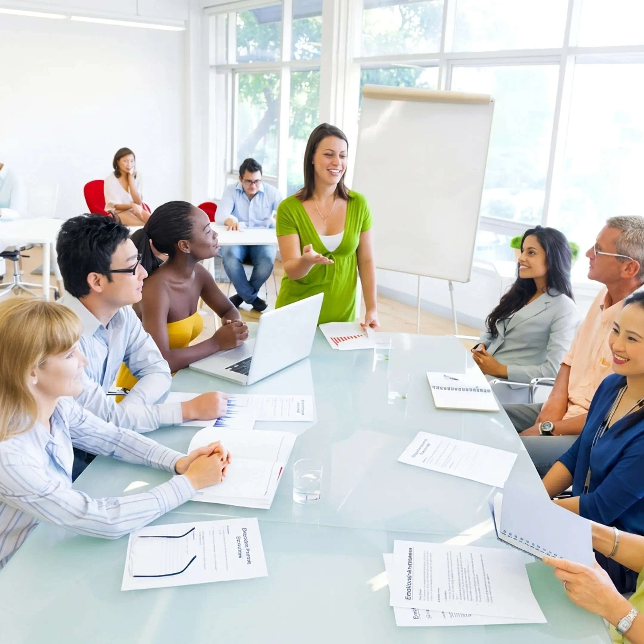 Nonprofit professionals actively participating in an emotional intelligence discussion