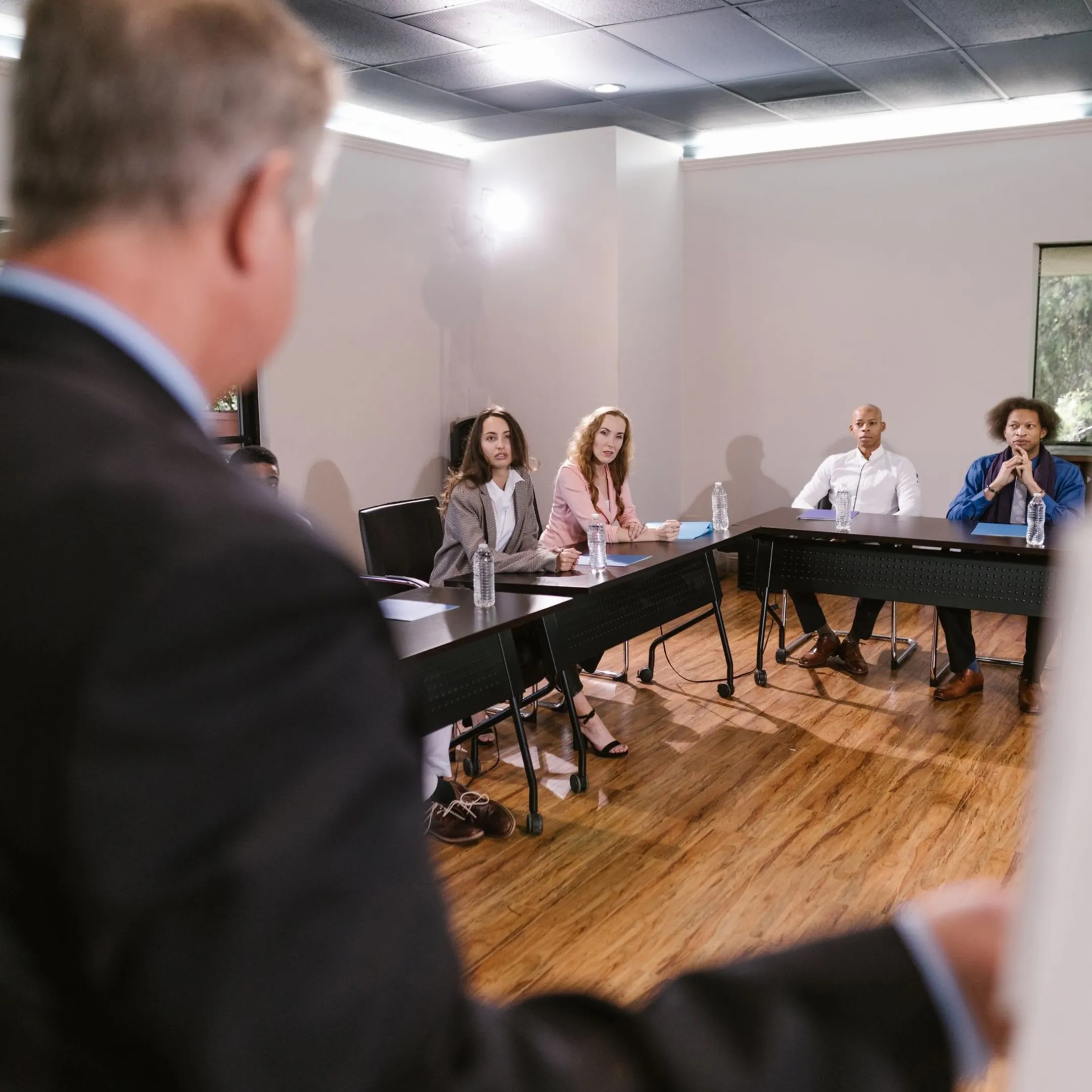 Executive team collaborating during a leadership strategy session