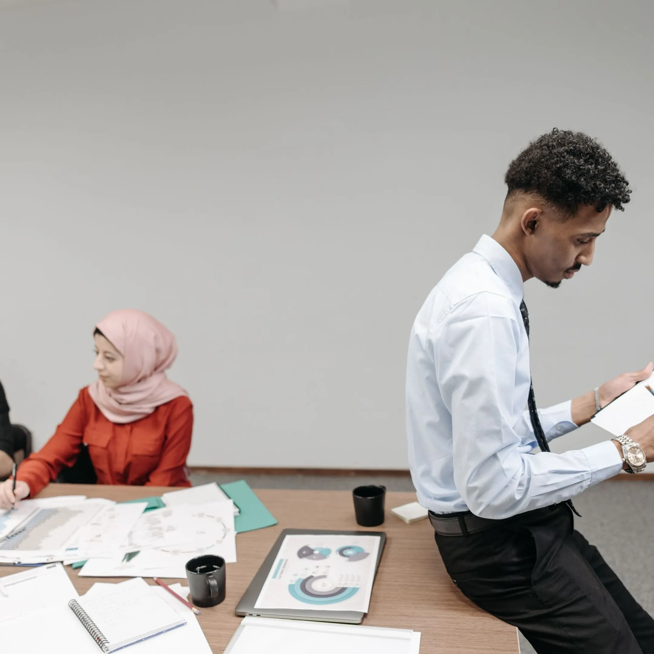 Corporate professionals participating in an interactive culture development session