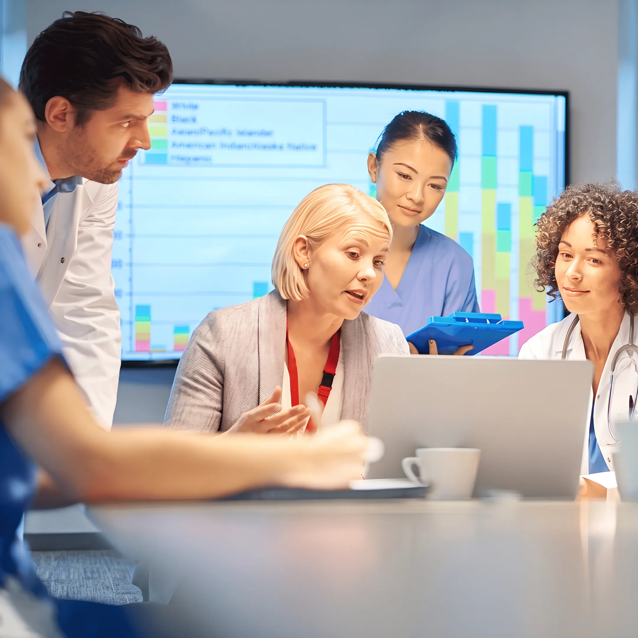 Physician participating in a leadership development discussion