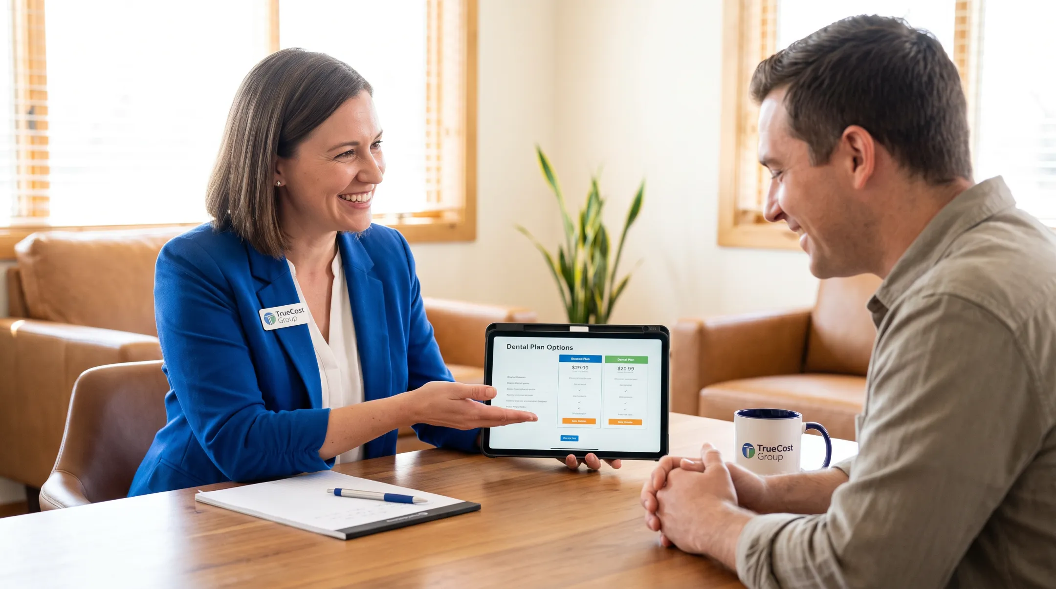 TrueCost Group advisor helping client compare dental plan options