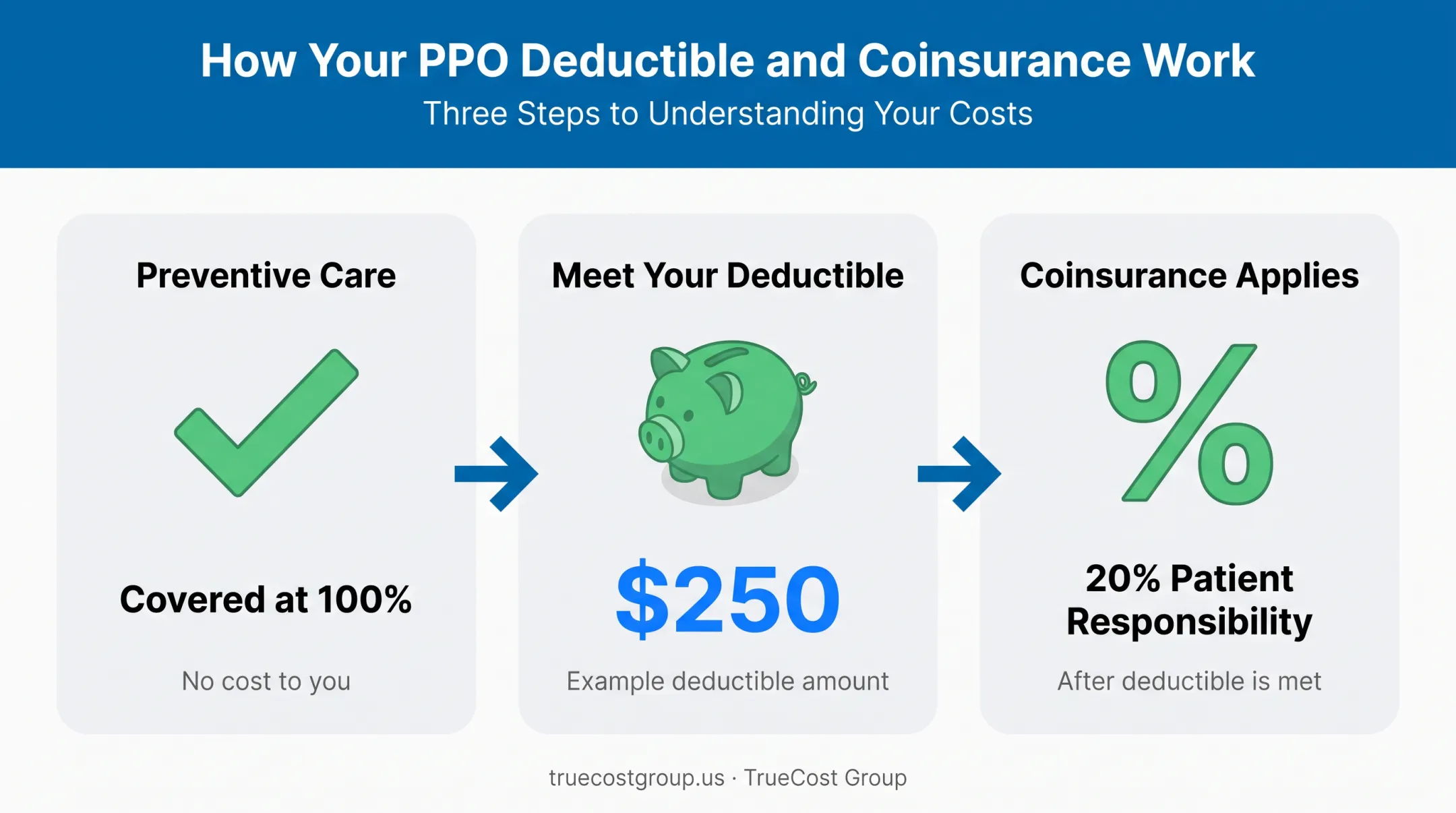 PPO deductible and coinsurance payment structure example breakdown