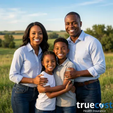 Happy Nebraska family smiling with healthy teeth after dental checkup