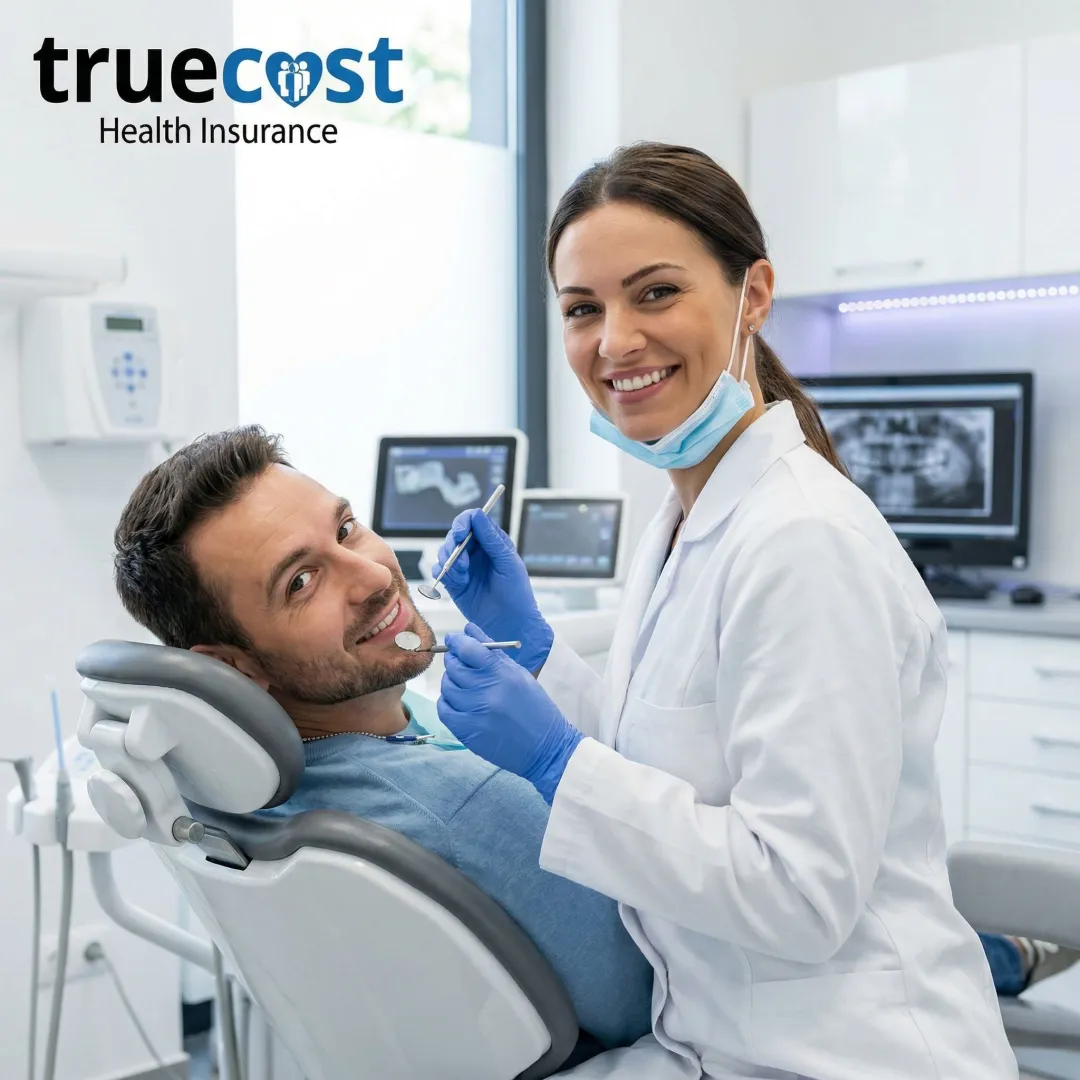 Dentist examining patient with modern diagnostic equipment