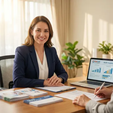 Insurance advisor consulting with West Virginia client about dental plans