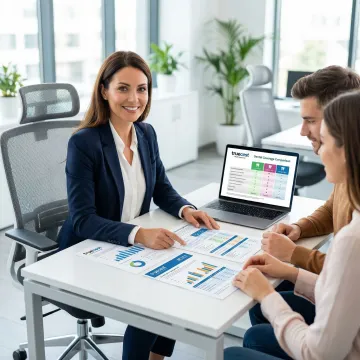 Dental insurance consultation with advisor reviewing plan options