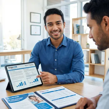 Insurance advisor reviewing dental plan options with client