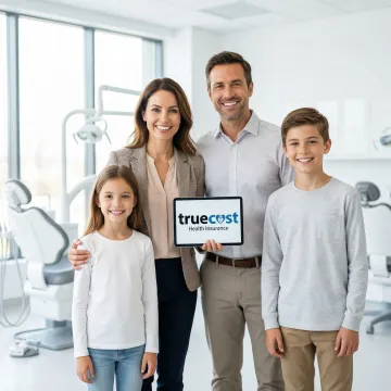 Family smiling with healthy teeth after dental checkup