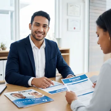 Dental insurance advisor explaining coverage options to client