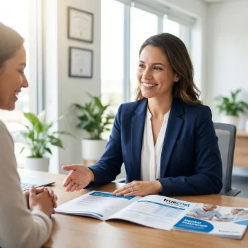 Dental insurance advisor consulting with client about coverage options