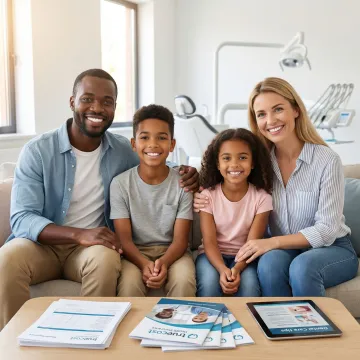 Family smiling with healthy teeth after dental insurance consultation in Cary, NC
