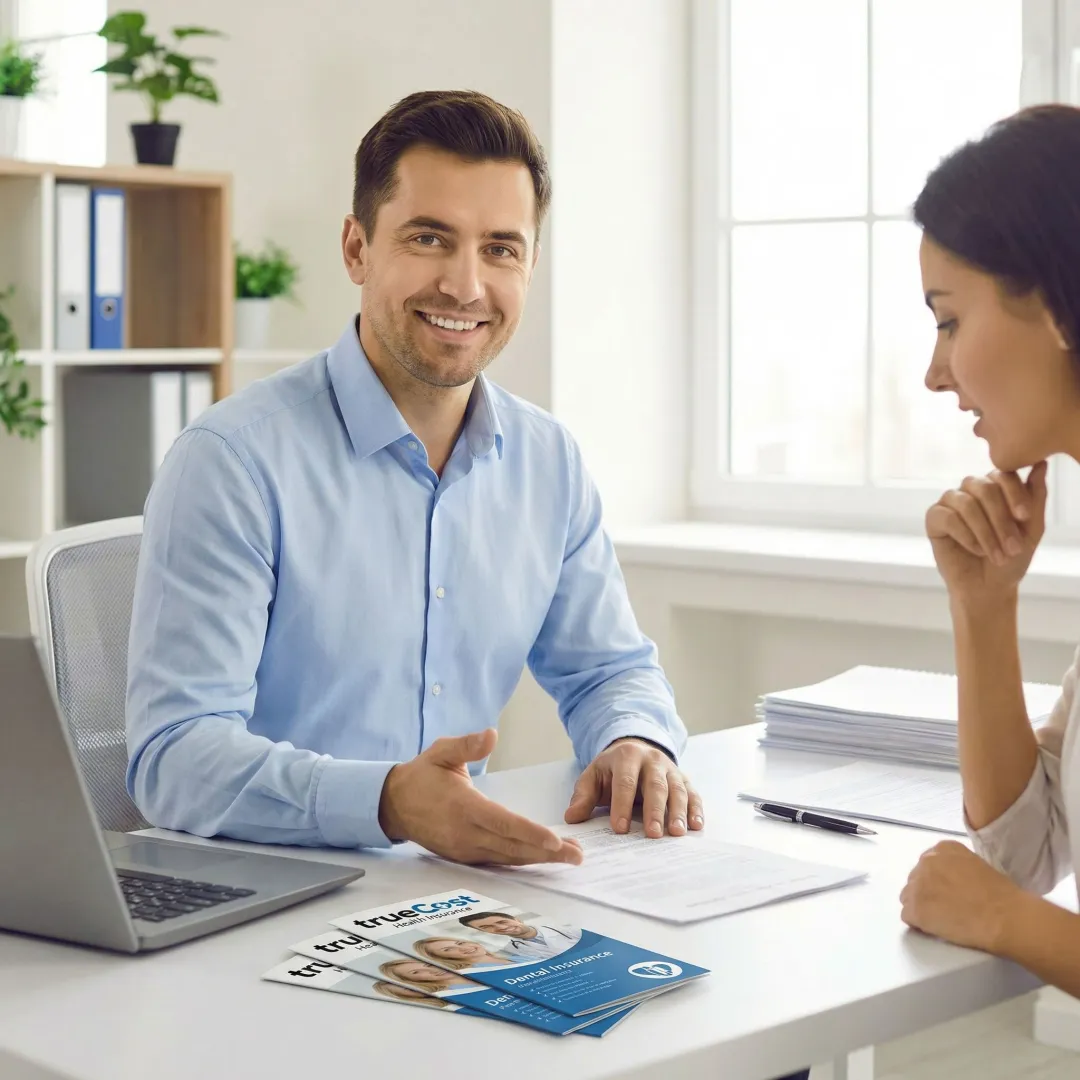 Insurance advisor consulting with client about dental plans