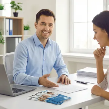 Insurance advisor consulting with client about dental plans