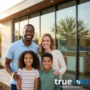 Happy family smiling after dental appointment in Parkville, MO