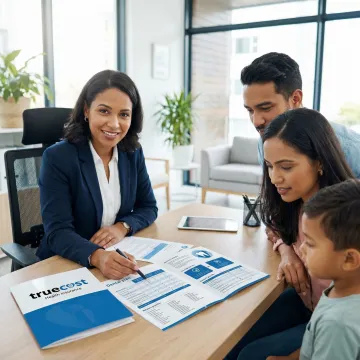 Dental insurance policy documents with family photos and coverage benefits checklist