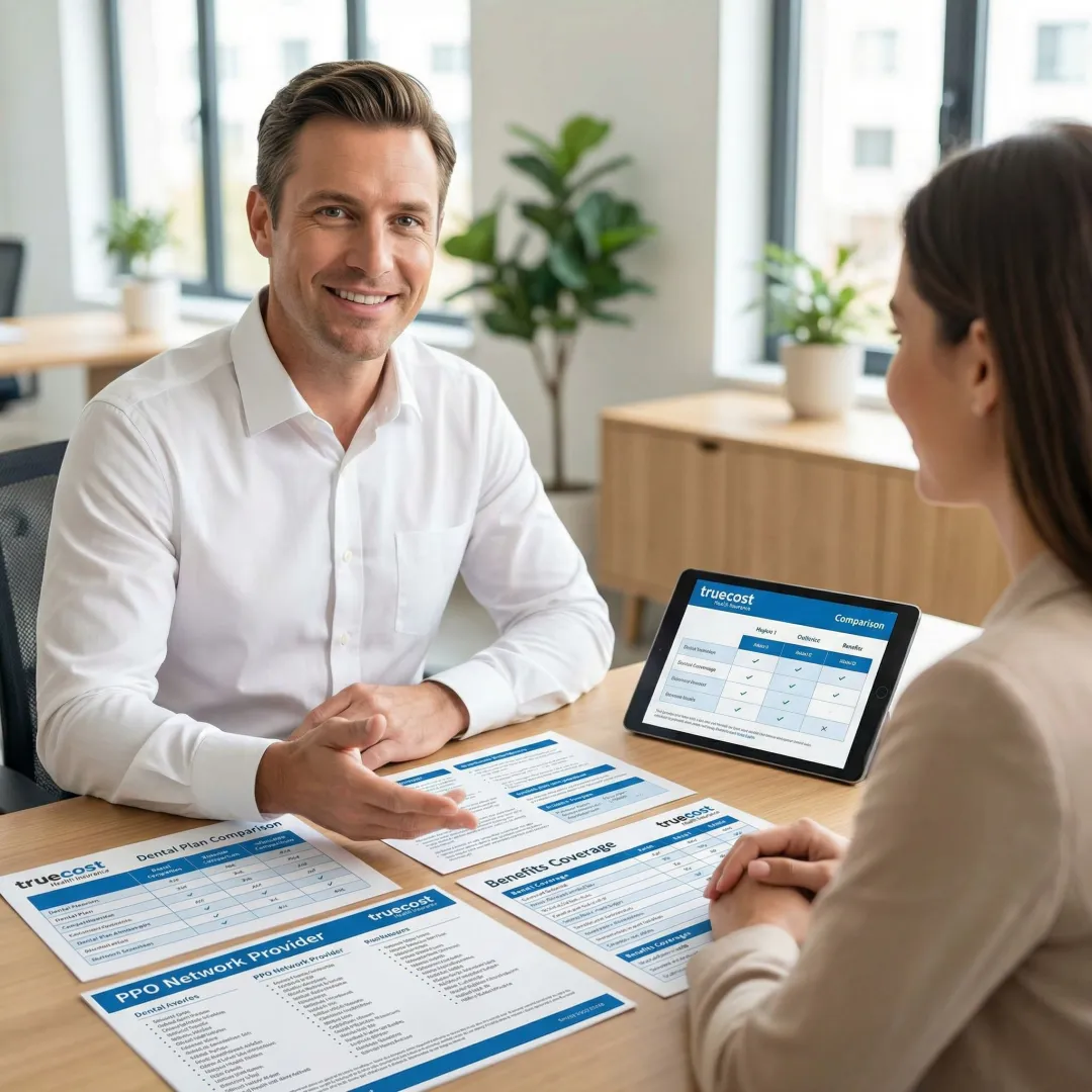 Dental insurance consultation with documents and coverage options