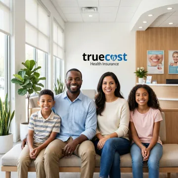 Family smiling confidently with healthy teeth after dental checkup