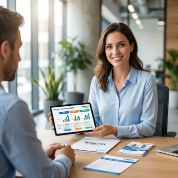 Insurance advisor explaining dental PPO network benefits to client