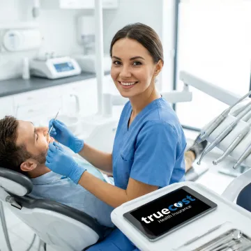 Dental patient receiving preventive care examination