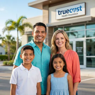 Happy Florida family smiling after dental checkup with insurance coverage
