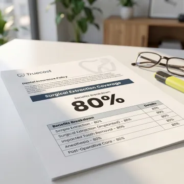 Dental insurance documents showing surgical procedure coverage benefits