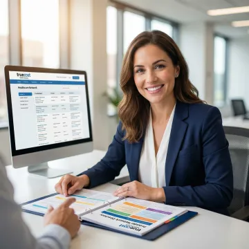 Licensed insurance advisor helping client review provider network options