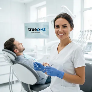 Dental patient receiving preventive care checkup and routine examination