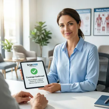 Person receiving immediate health insurance coverage approval on digital device