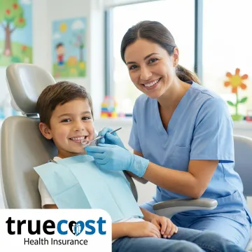 Happy child smiling during dental checkup with pediatric dentist