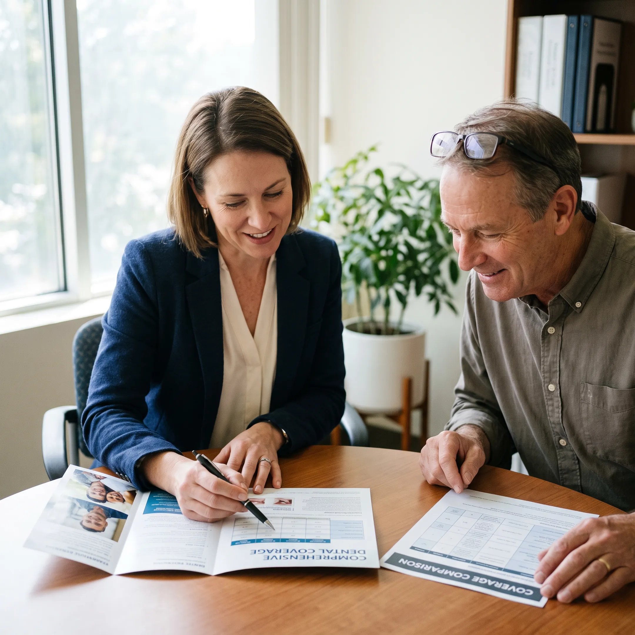 Advisor comparing dental insurance plans