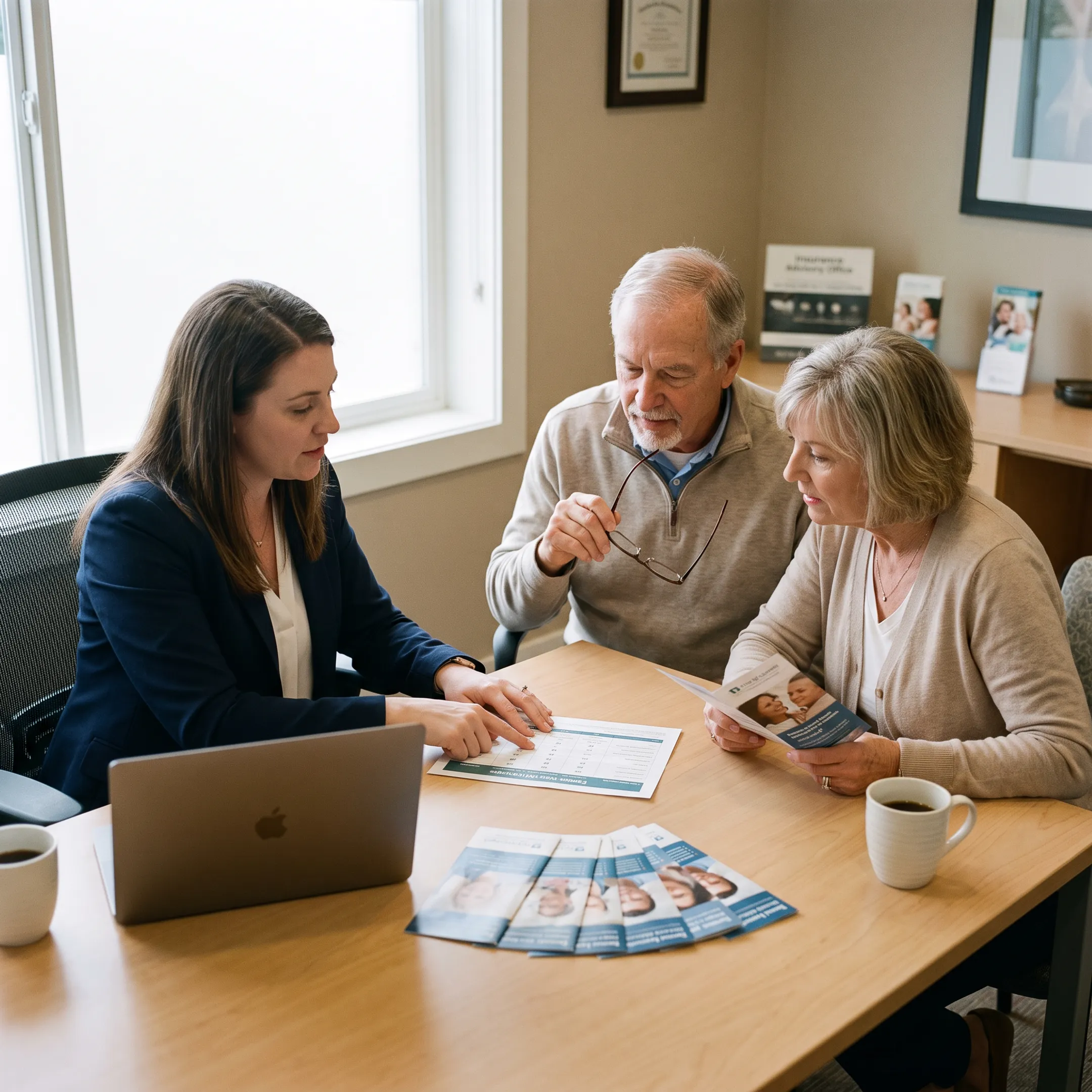 Advisor discussing dental insurance options with a couple