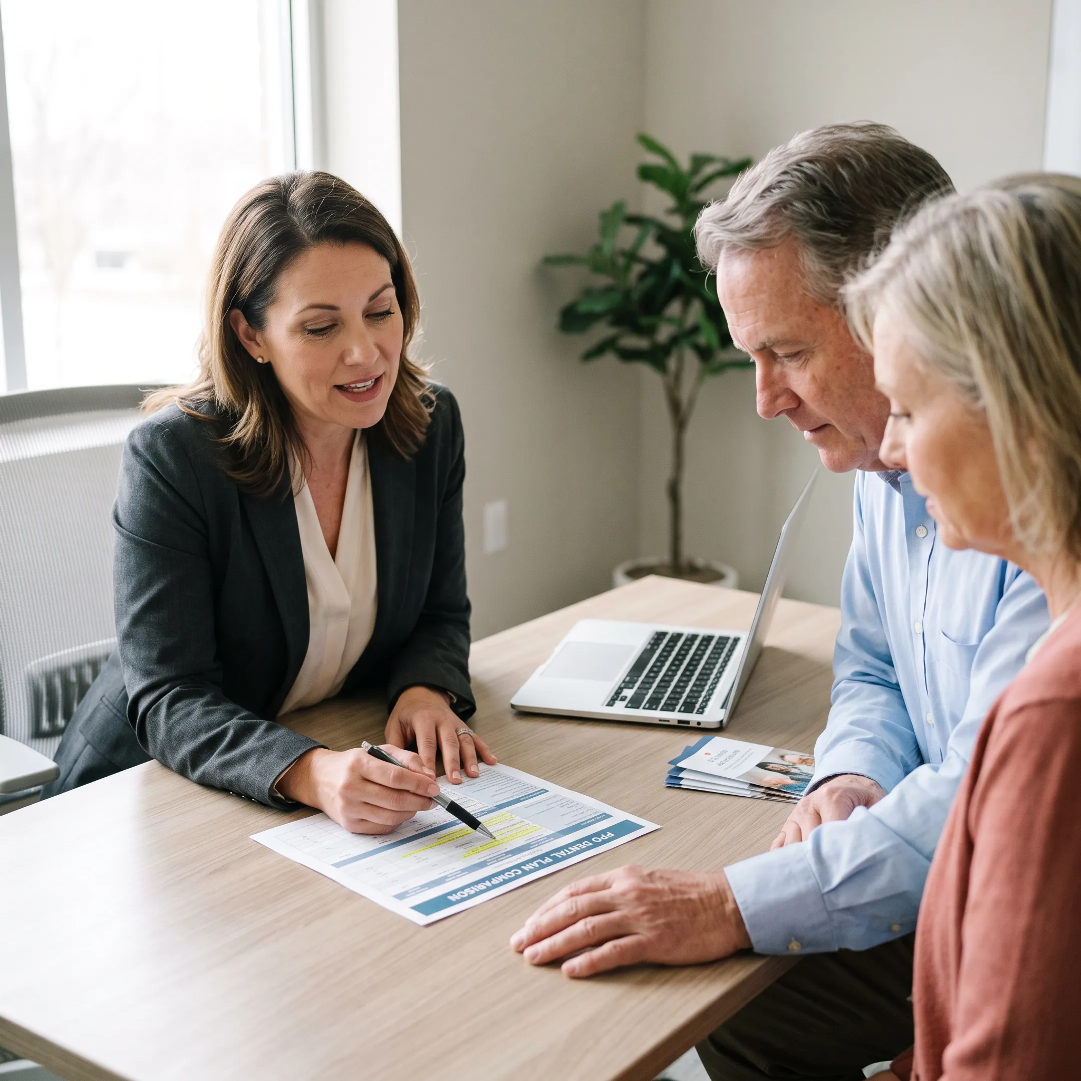 Advisor discussing PPO dental insurance options with a California family