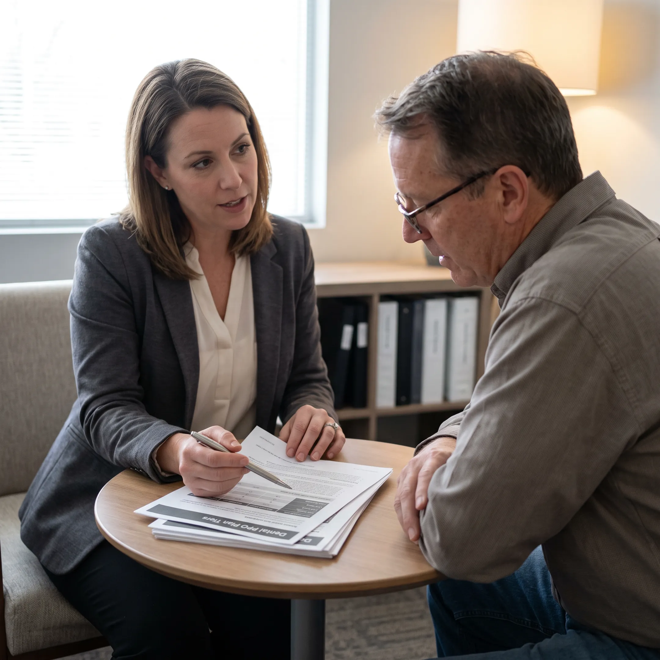 Advisor comparing PPO dental insurance plans