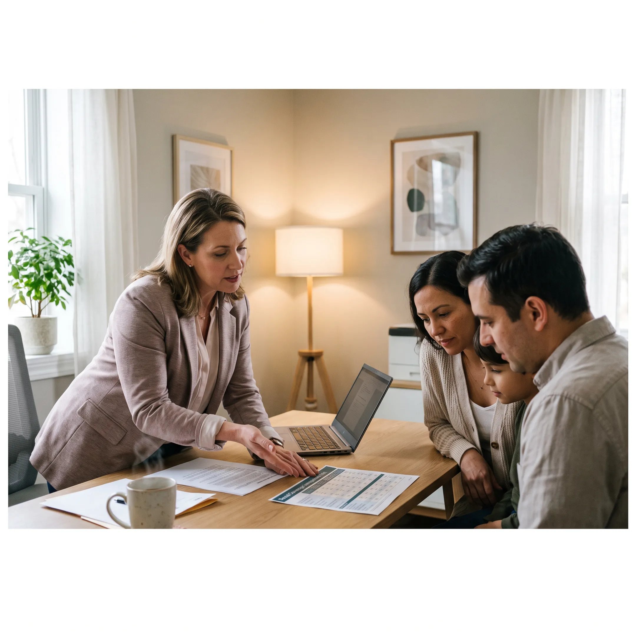Advisor explaining dental insurance options to a West Virginia family