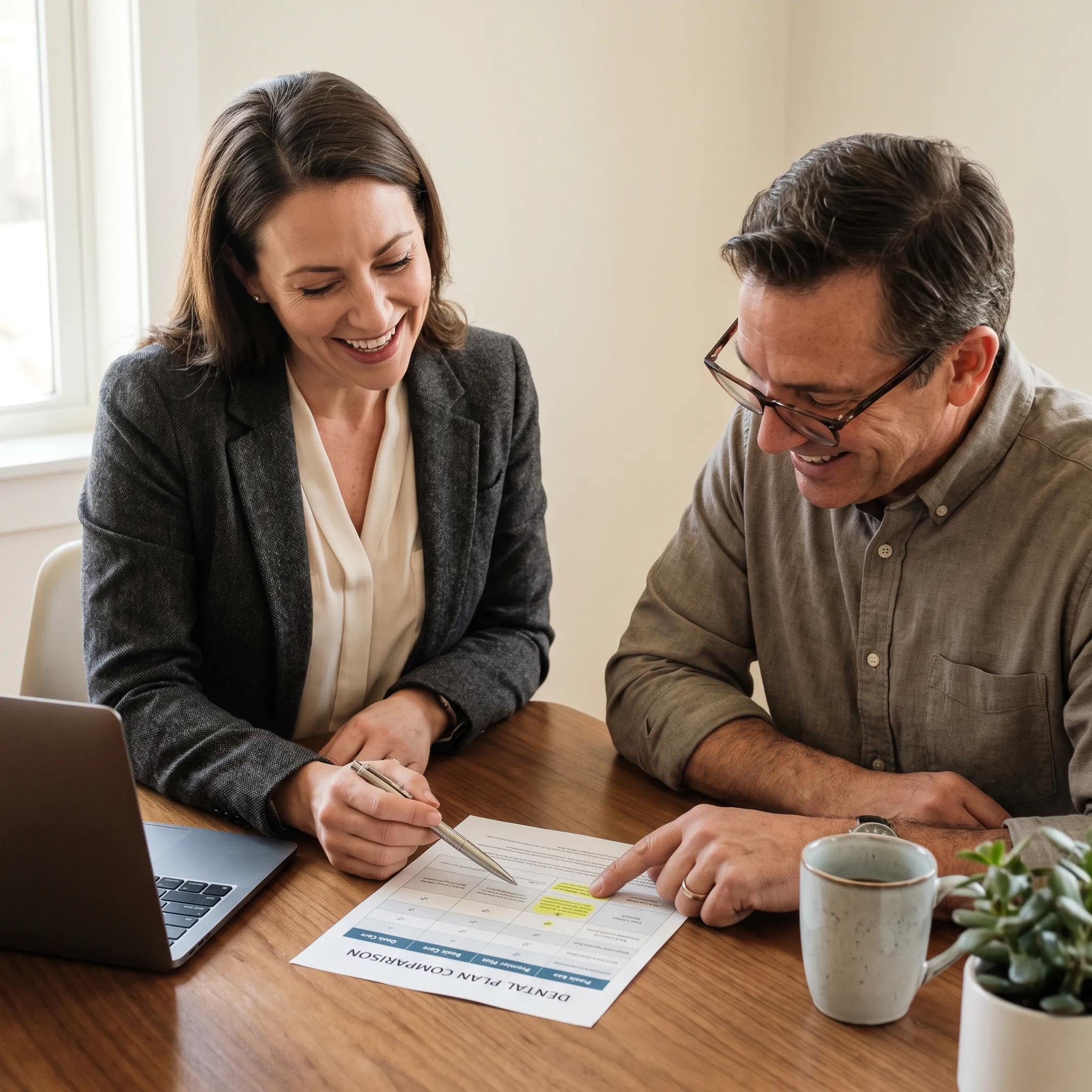 Advisor comparing dental insurance plans with a client
