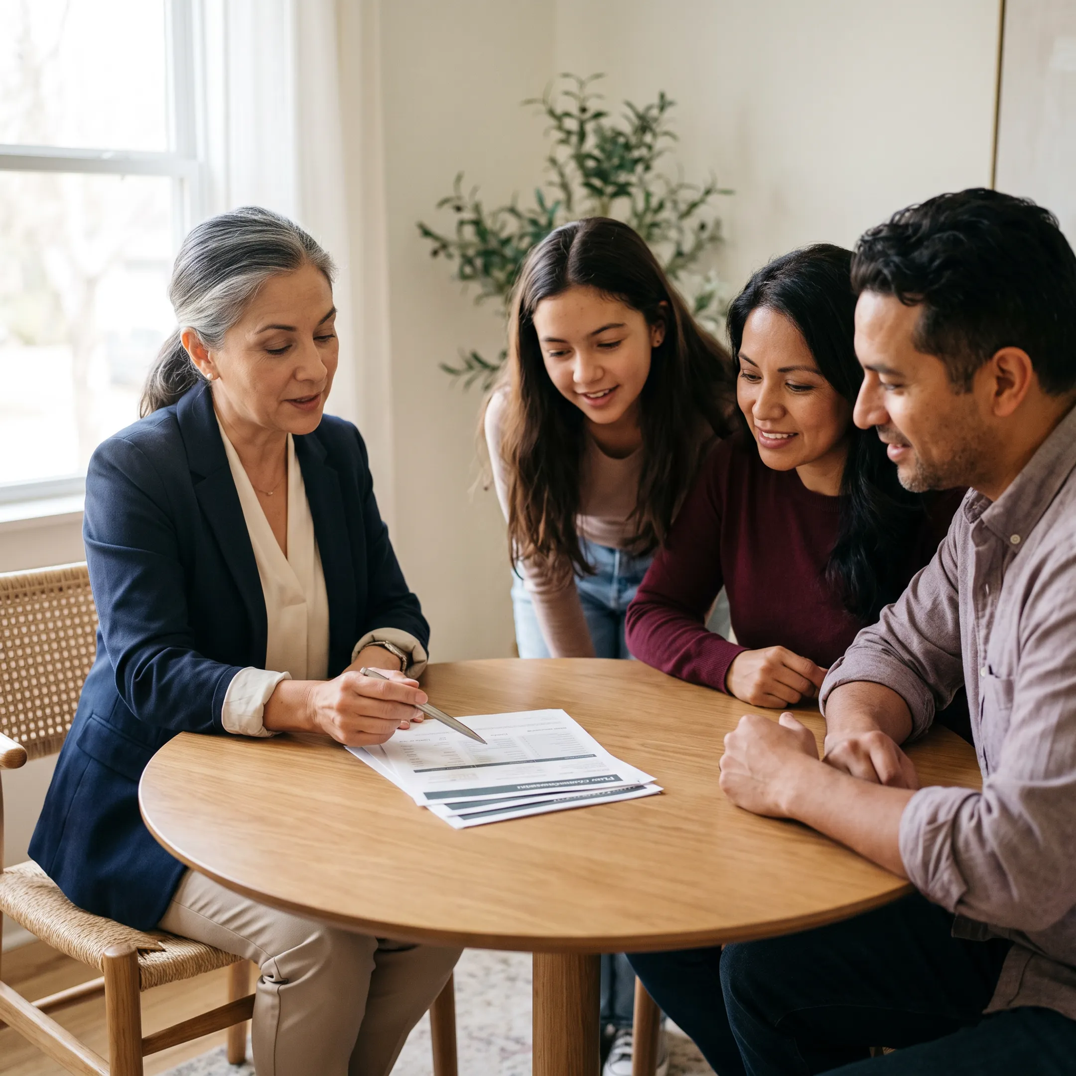 Advisor discussing dental insurance options with a family