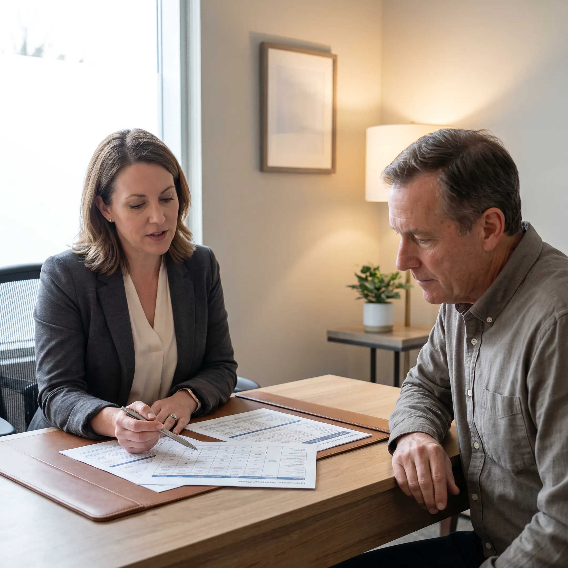 Insurance advisor helping a customer compare dental plans