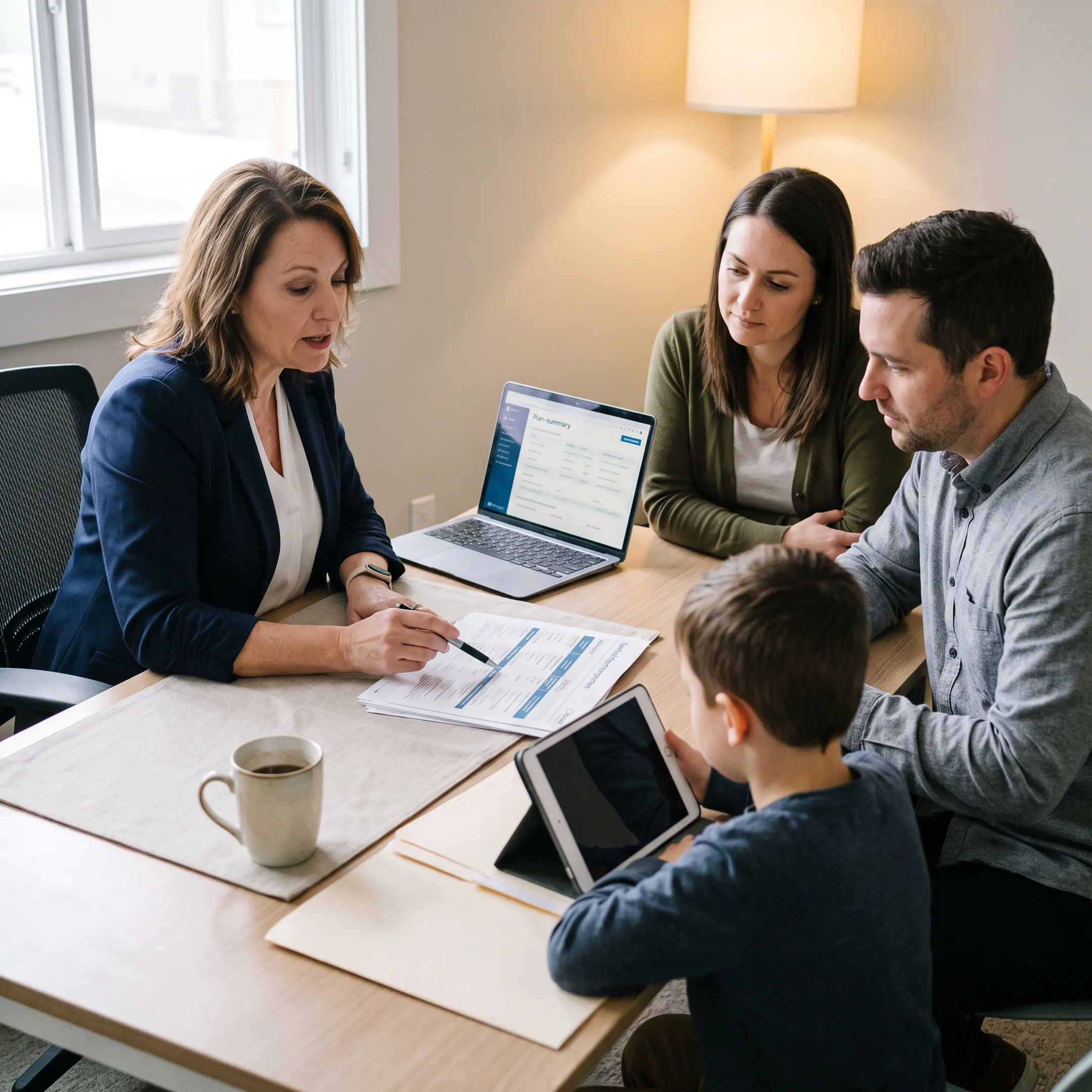 Advisor explaining dental insurance plan choices
